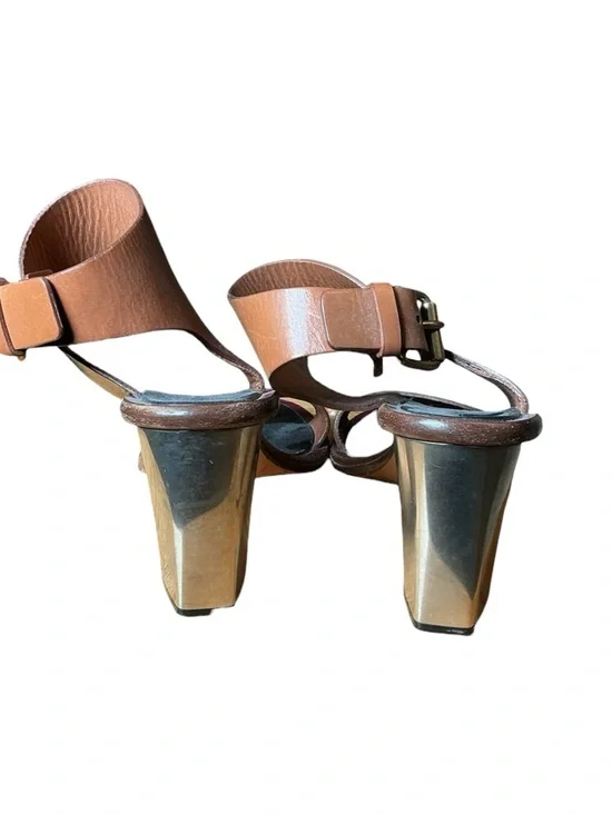 Vintage Y2K Celine Metal Open Toe Block Heel Size 8 - Picture 4 of 6